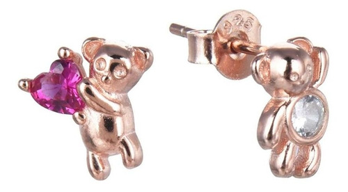 Aros Rose Gummy Bear Combinado 10mm Plata 925