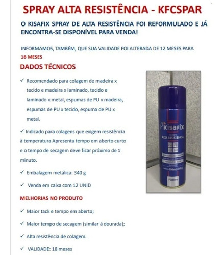 Imagem 3 de 5 de Cola Spray Resistente A Alta Temperatura 500ml/350g Kisafix