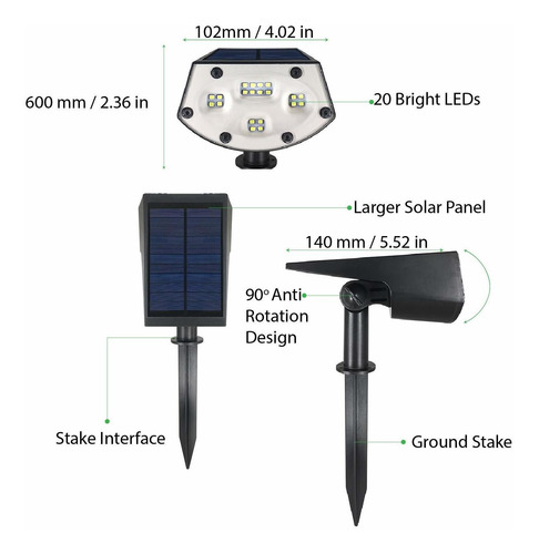 Esle05 Focos De 20 Led, Ip67, Impermeables, Para Pared,...