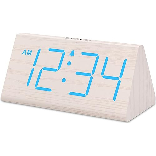 Reloj Despertador De Escritorio Digital Madera Elegante