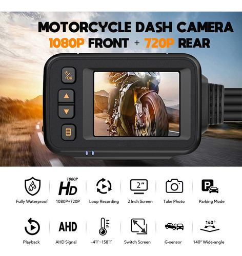 Cámara Para Salpicadero De Moto, Pantalla Ips De 2 Pulgadas,