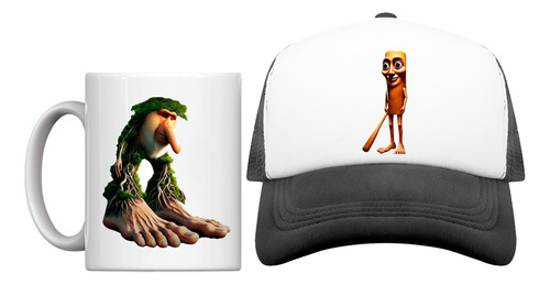 Tralalero Tralala Meme Tung Tung Sahur Gorra Y Taza Blanco Regulable Niños Y Adultos