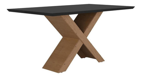 Mesa de comedor Lisboa Multifurniture Ex2002 de 160 cm, color negro y negro