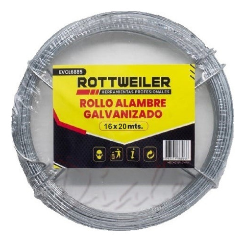 Alambre Galvanizado Med. 1.62mm Nº16 Rollo X 20mt 