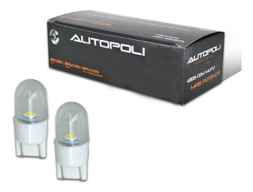 Lampada Automotiva T10 1 Polo 0,9w 12v 1 Led Branca Par