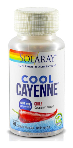 Cool Cayenne Chile (capsicum Annum) 90 Cáps Veganas Solaray