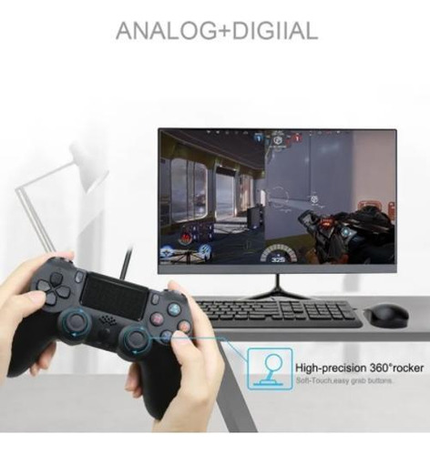 Controle Ps4 Preto Bluetooth Para Pc E Console