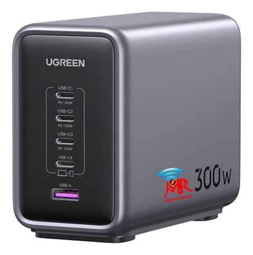 Cargador De 4 Puertos Usb-c Y 1 Usb-a Potencia 300w Ugreen