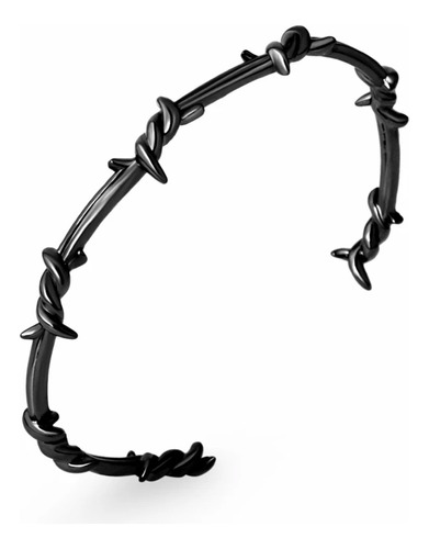 Pulseira Arame Farpado Aço 316l Preto Black Sabona Ajustável