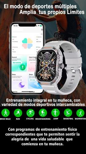 Smartwatch Táctico Deportivo Salud Llamadas Sport Bluetooth Silicona Silicona Gris Silicona