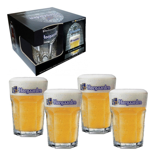 Kit Com 4 Copos Hoegaarden Oficial Ambev Para Cerveja 400ml Cor Transparente