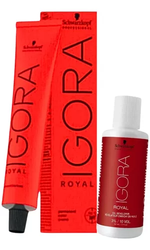 Kit Tinta Coloração Igora Royal 8.77 + 7.77 + 2 Ox 30 Vol. Schwarzkopf  Professional