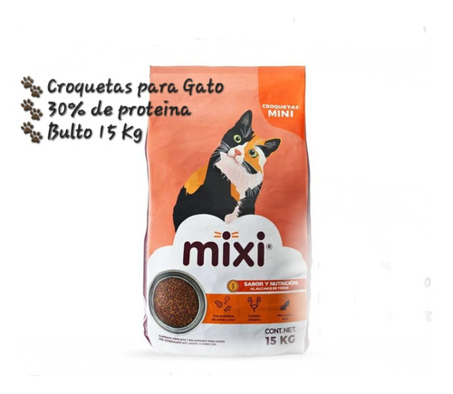 Croquetas Mixi Gato, 15 Kg, 30% De Proteina