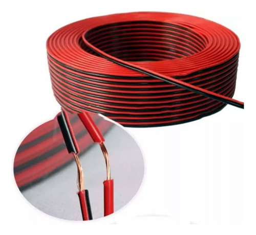 Cable Polarizado 2 X 1mm Rojo Y Negro Bobina 100 Metros Para