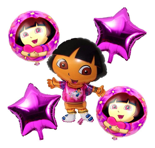 Paquete De 5 Globos Dora La Exploradora Decoracion Fiesta