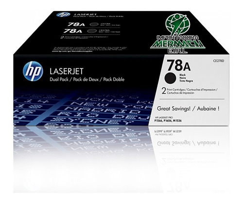 Toner Hp 78ad Ce278ad Dual Pack Original M1536/p1566/p1606dn