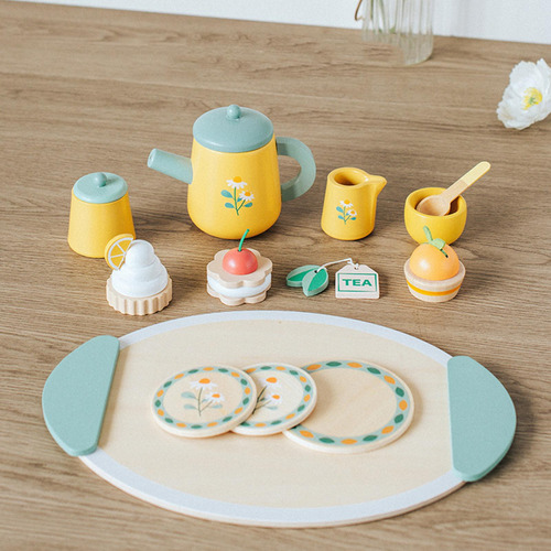 Juego De Té De Madera De Juguete, Mini Platos De Tetera,