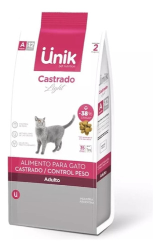 Alimento Balanceado Unik Gatos Adultos Castrados Lightx 2 Kg