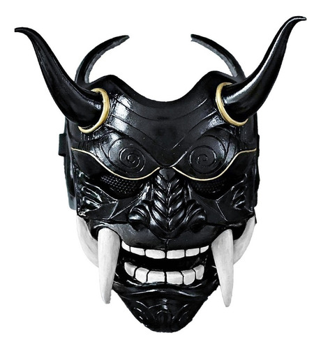 Máscara De Diablo Negro Hannya Demon Oni Samurai Noh Kabuki