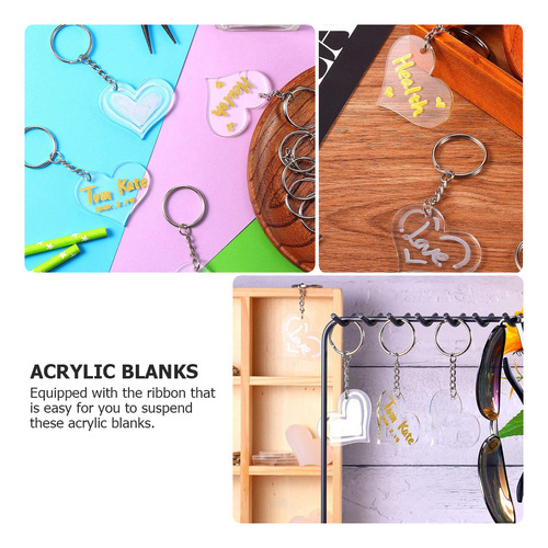 Heart Acrylic Acrylic Keychain Key Ring 30 Pcs