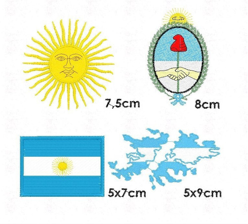 Set Matriz Bordado Maquinas Escudo Bandera Malvinas Sol