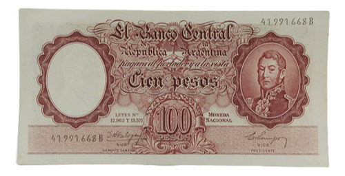Antiguo Billete 100 Pesos Moneda Nacional Bottero 2054 (Usado)