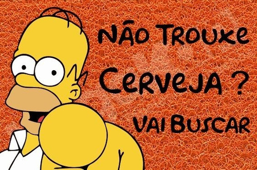 Tapete Capacho Cerveja Homer Simpson 60x40 Divertido 13mm Cor Laranja Desenho do tecido Trama Vinílica 13mm Emborrachado Antiderrapante