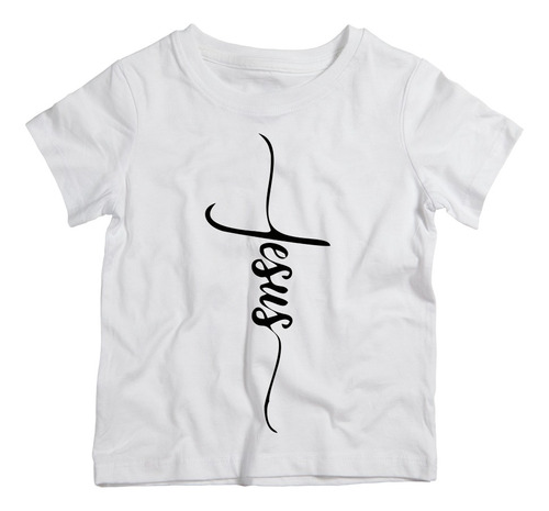 Camiseta Infantil Evangélica Gospel Jesus Vertical Escrito