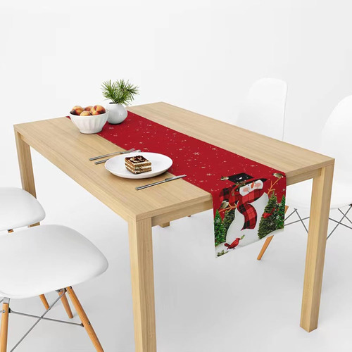 Camino De Mesa Decorativo De Navidad, Copo De Nieve Rojo Y M