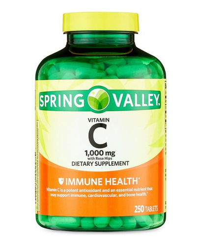 Vitamina C 1000mg + Rose Hip Spring Valley 250 Tabletas Usa