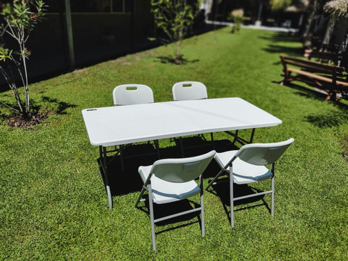 Imagen 5 de 10 de Juego Jardin Mesa Plegable Y 4 Sillas Lusqtoff Mms-8