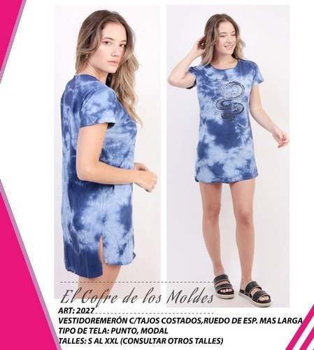 Molde  Vestido Con Trasero Mas Largo Talles S Al Xxl