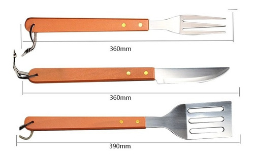 Imagen 2 de 10 de Set 18 Piezas Para Parrilladas Asador Bbq Utencilios Estuche