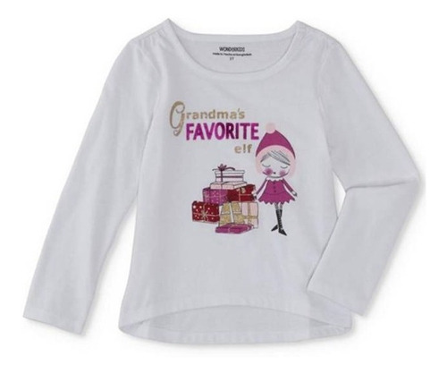 Blusa Bebé Niña Toddler Manga Larga Elf Tallas 18m, T-2, T-4