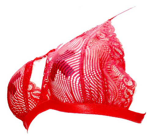 Bralette De Suave Fino Encaje Tirante Ajustable Co001 Rojo
