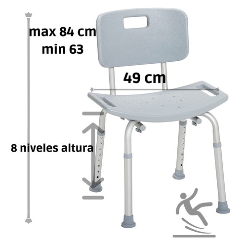 Silla Ducha Baño Antiderrapante Adulto Respaldo Ortopedica