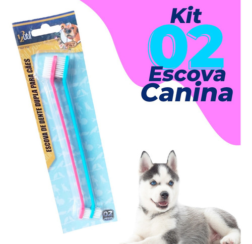 Escova Dental Pet Clean 2 Unidade Cor Azul