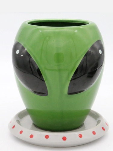 Taza Alien Novedad Original De Roswell New Mexico Con Plato