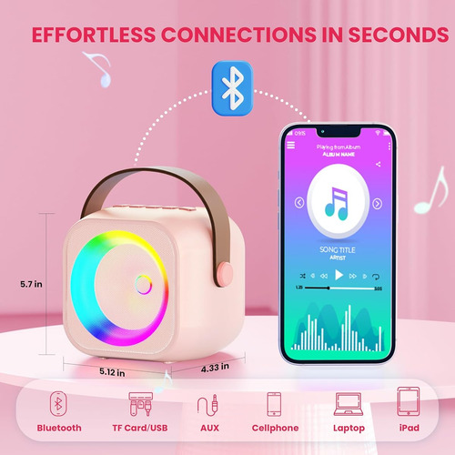 Karaoke Infantil Bluetooth Portatil Y Microfono Inalambrico
