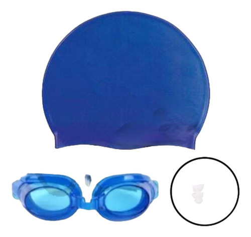 Set Natación Gorra Silicona+ Lente+ Tapones Piscina 