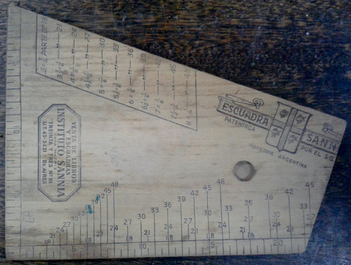 Imagen 4 de 4 de Escuadra De Madera Para Costura * Instituto Sannia * 1940 *