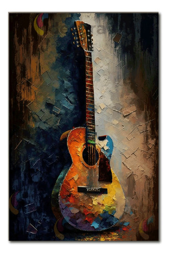 Cuadro Guitarra Musica Colorido Canvas Elegante G6 60x40