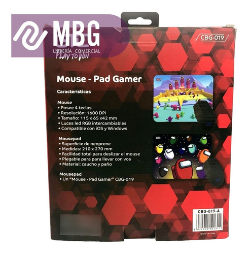 Imagen 3 de 6 de Combo Gamer Mouse Y Pad Gtc Cbg-019