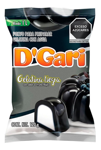 Gelatina En Polvo D´gari Negra Frutos Rojos 120g