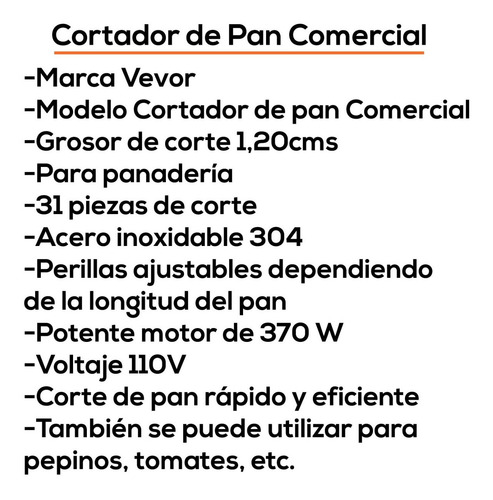 Cortador De Pan Para Tostadas Vevor Comercial Panaderia Bagc