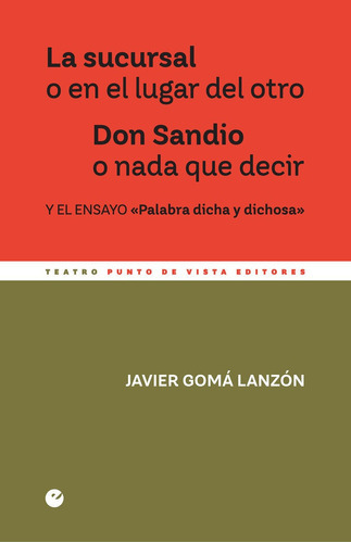 La sucursal o en el lugar del otro. Don Sandio o nada que decir, de Gomá Lanzón, Javier. Editorial Punto de Vista Editores, tapa blanda en español
