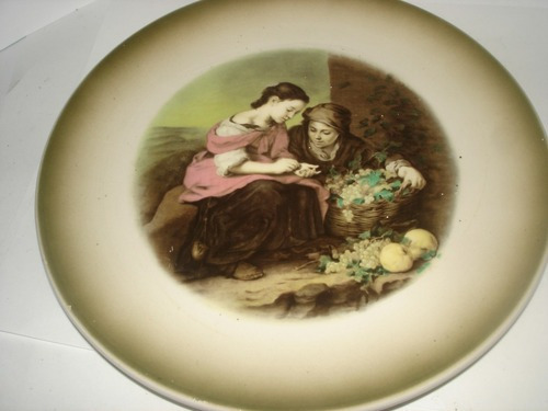 Plato De Porcelana Alfa Italy Dibujo Central Cuadro Famoso