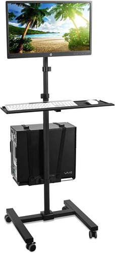 Pedestal Para Monitor 17-32 Con Soporte Para Cpu Y Teclado 