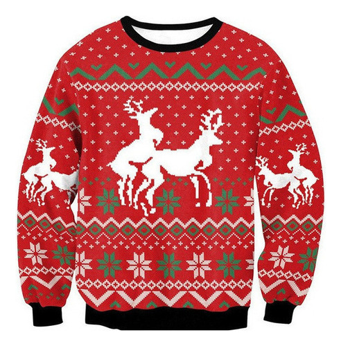 Ugly Sweater Hombre Mujer Funny Reindeer Suéter De Navid [u]