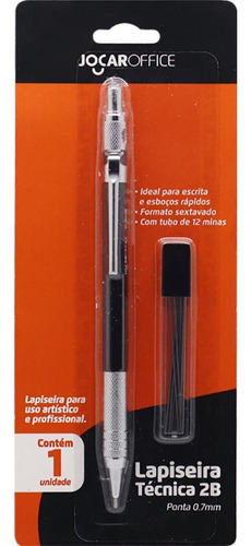 Lapiseira 0.7mm Jocar Tecnica Metal Com Grafite